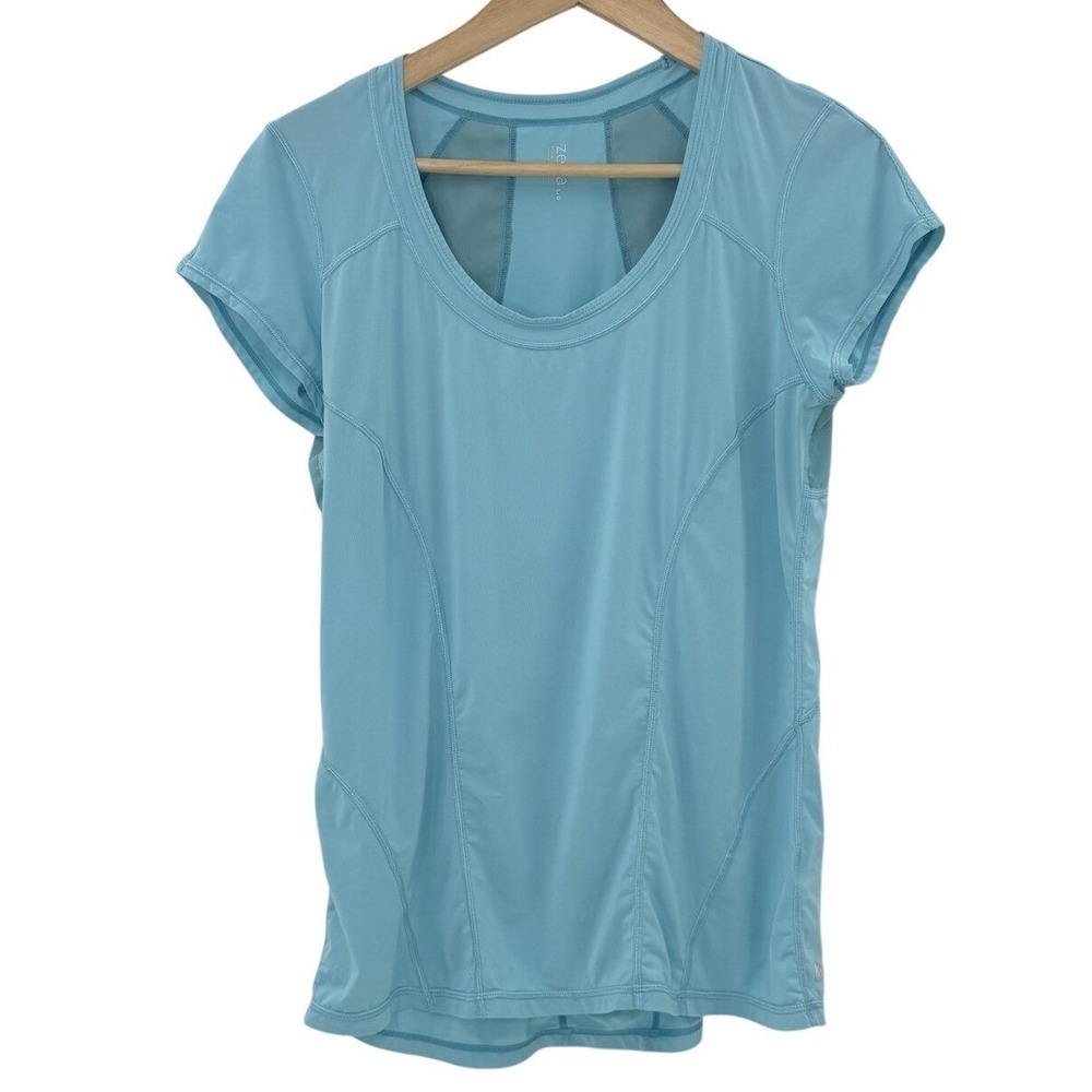 Zella Women's Athletic Workout Tshirt‎ Teal Size L Mesh Paneling Gym Preppy